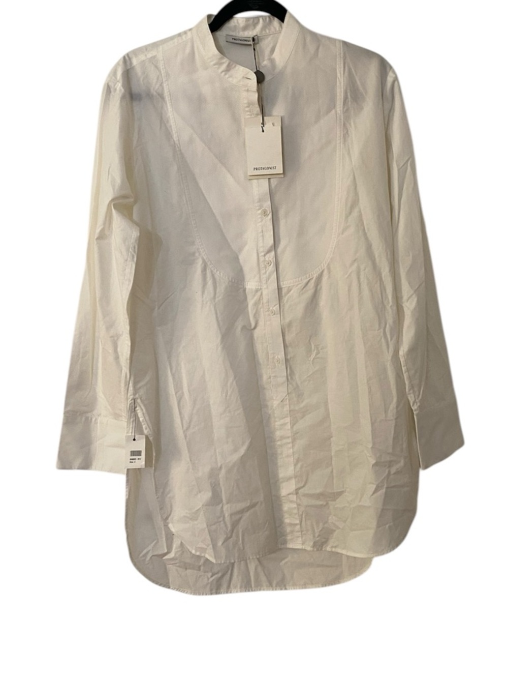 NWT PROTAGONIST Off-White Longline Button Shirt 2
